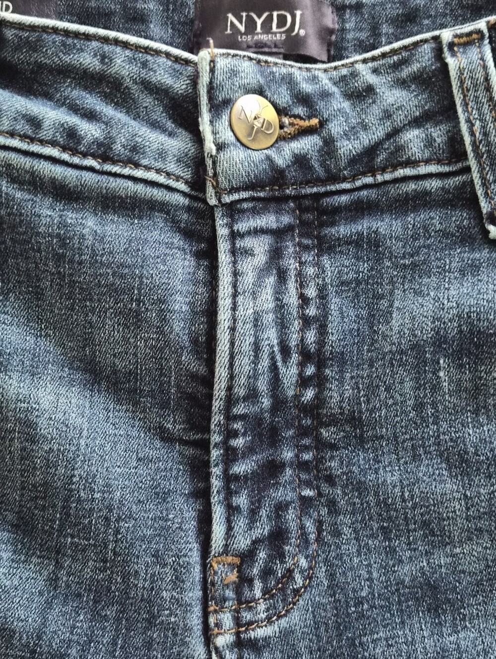 NYDJ Boyfriend Dark Wash Hi- Rise Denim Jeans Size 12 Lift Tuck 34 X 29 - Picture 6 of 9